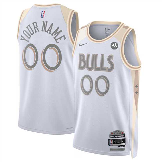 Men%27s Chicago Bulls Active Player Custom White 2024-25 City Edition Stitched Basketball Jersey